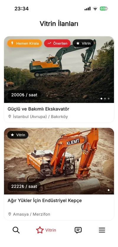 MakineJet mobil uygulama ekran görüntüsü
